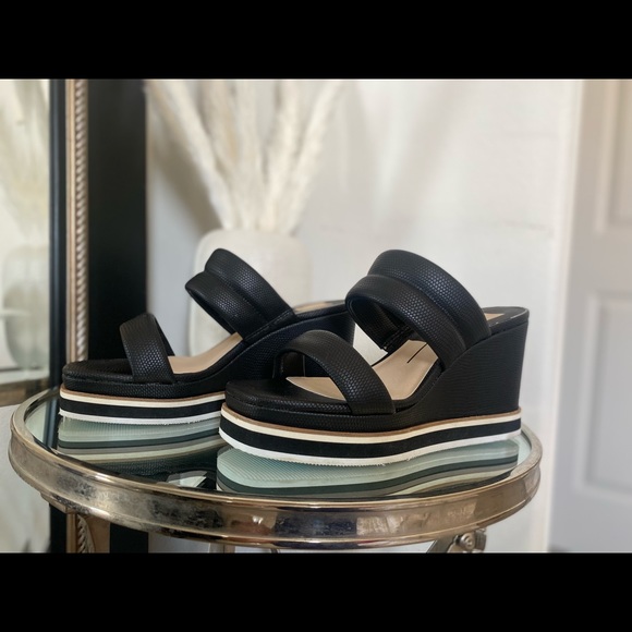 Dolce Vita Black Wedge Sandals shoes platforms Size 9 - Picture 5 of 6